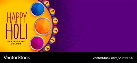 Happy Holi Festival Colors Banner Design Vector Image