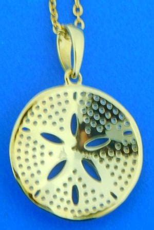 Alamea Sand Dollar Cz Pendant Sterling Silver K Yellow Gold Plated