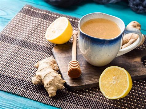 Lemon Ginger Hot Tea Drink With Honey Stock Image Image Of Home