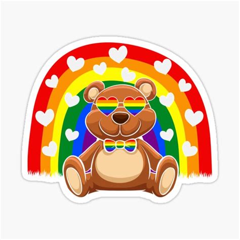 Gay Pride Rainbow Teddy Bear LGBTQ Pride Month Sticker By Optix Redbubble