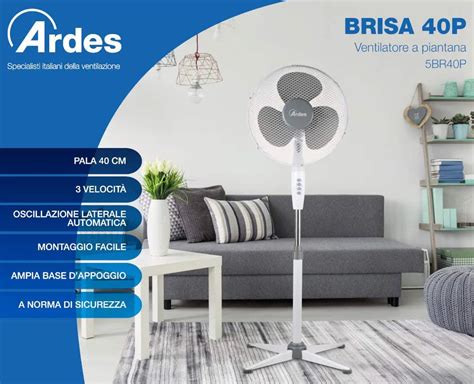 Ventilatore A Piantana Da Terra Pale Velocit Ardes Ar Br P Prezzo