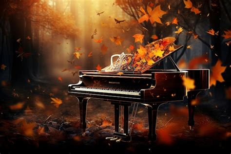 Premium AI Image | abstract piano in autumn leaves fantasy