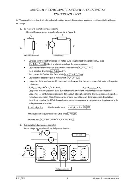 Moteur A Courant Continu A Excitation Independante