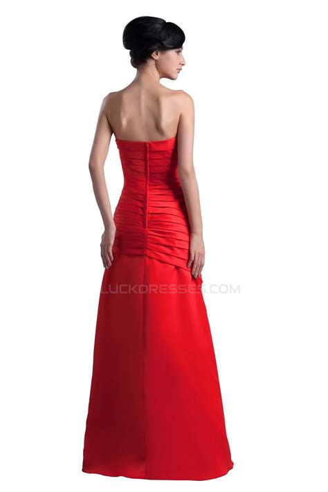 A Line Strapless Long Red Prom Evening Formal Party Dresses Ed