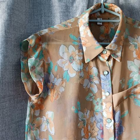 Sleeveless Beige Nude Button Down Blouse Women S Fashion Tops Sleeveless On Carousell