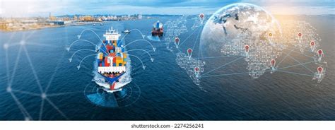 Global Shipping Logistics Network Cargo Containers Stock Photos And