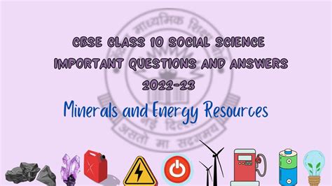 CBSE Class 10 Social Science Important Questions And Answers Geography