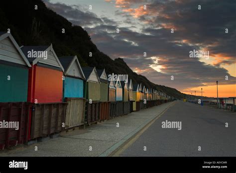 Beach Huts On Boscombe Beach Stock Photo Alamy