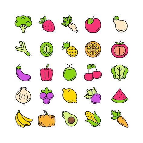 Premium Vector Fruit And Vegetable Vector Set