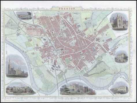 1850 Antique Map City Plan PRESTON Lancashire by John Tallis (TM4-3) by TALLIS, John: Map ...