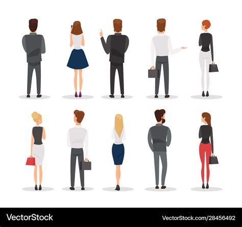 People Back View Flat Set Royalty Free Vector Image