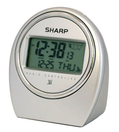 Clock Radios Sharp Spc364 Atomic Lcd Bedside Alarm Clock Silver