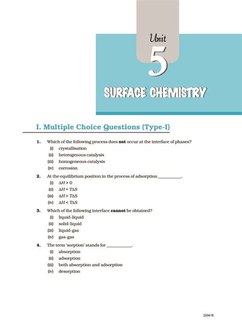 Ncert Exemplar Class 12 Chemistry Unit 5 Surface Chemistry