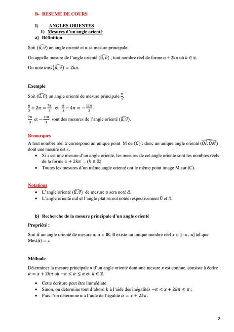 SOLUTION 1d Maths Le On 10 Angles Orient S Et Trigonom Trie Studypool