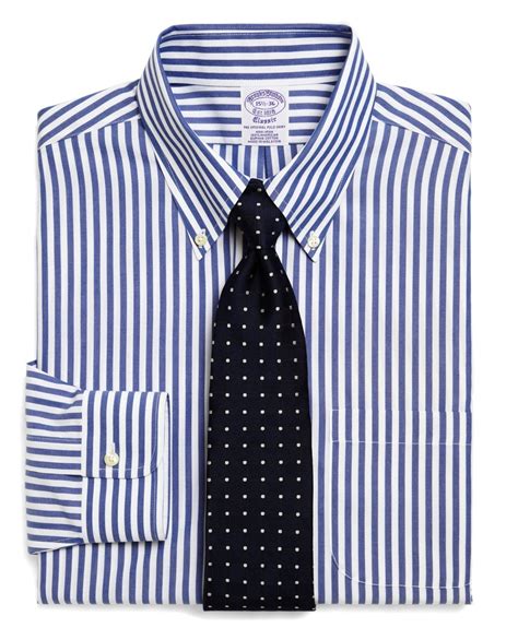 Brooks Brothers Supima Cotton Non Iron Extra Slim Fit Wide Stripe Dress