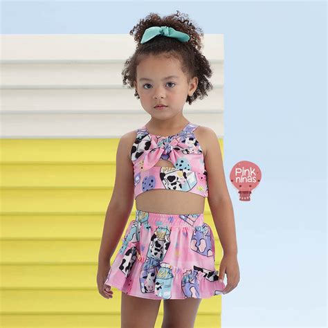 Conjunto Infantil Rosa Mon Sucré Blusa Saia Mood Moo