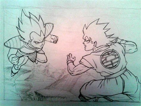 Goku vs. Vegeta | Drawings, Goku vs, Humanoid sketch