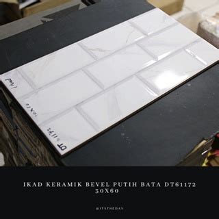 Jual Keramik Ikad Wall Tile Bevel Putih Bata Carrara Glossy Dt