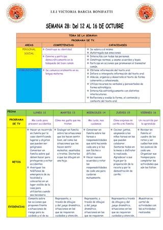 Matriz De Propositos Mes De Octubre Pdf