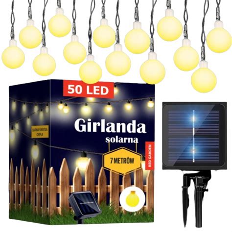 GIRLANDA OGRODOWA SOLARNA LAMPKI SOLARNE MLECZNE ŚWIATEŁKA LED 50 szt