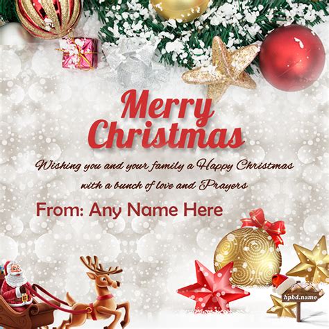 Online Name Writing For Merry Christmas Greetings Card