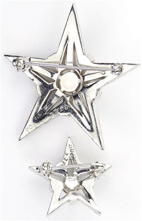 Boucher Pave And Baguettes Pair Of Large And Small Five Pointed Star