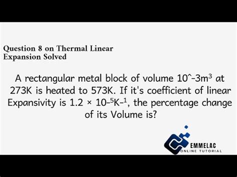 Question 8 Of Thermal Linear Expansivity Solved WAEC Theory Question