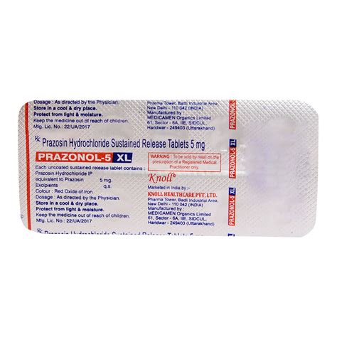 Prazonol 5 Xl Tablet 10s Price Uses Side Effects Composition