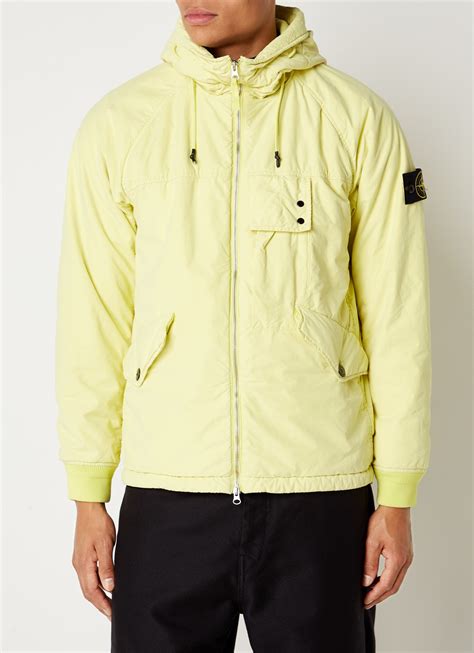 Stone Island David Light Gewatteerd Jack Met Capuchon • Citroengeel