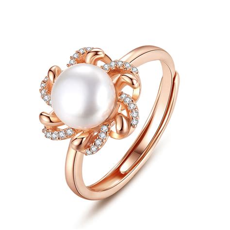 925 Sterling Silver Fresh Water Pearl Adjustable Ring Women Light