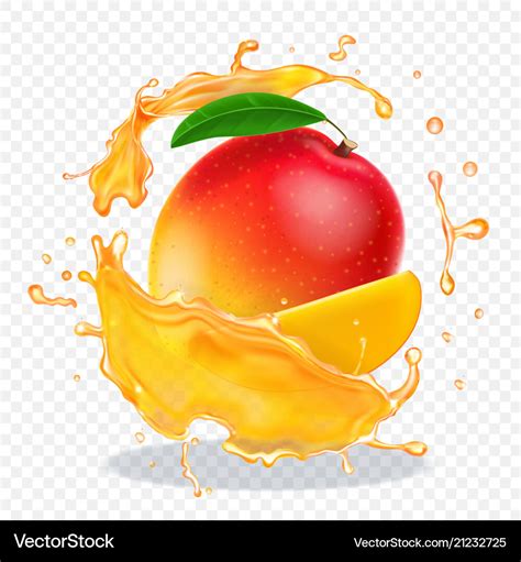 Mango Juice Splash Realistic Royalty Free Vector Image