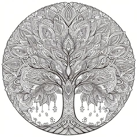 Mandala de Arbol de la vida clásico para colorear ProMandala