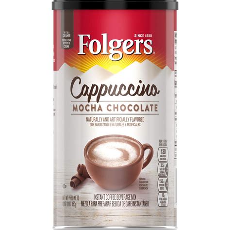 Folgers Cappuccino Mocha Chocolate Instant Coffee Beverage Mix 16