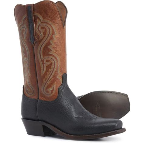 Lucchese Estes Cowboy Boots For Men In Black Olive At Sierra