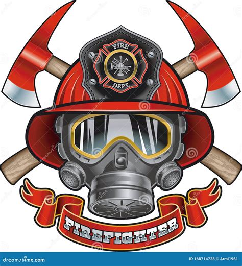 Ireman Helmet, Gas Mask, Crossed Axes and Text Firefighter Stock Vector ...