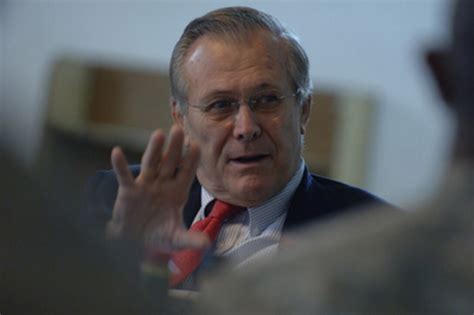 Secretary Of Defense Donald H Rumsfeld Speaks With U S Marines