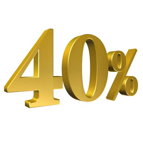40 Percent Gold Number Forty 3D Rendering 8506417 PNG