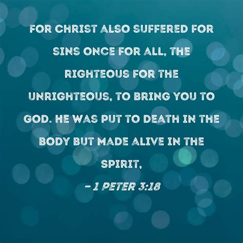 1 Peter 318 For Christ Also Suffered For Sins Once For All The