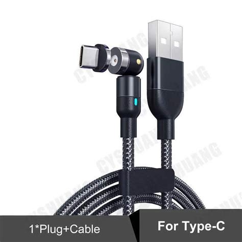 3a 540 Rotate Magnetic Cable Micro Usb Type C Charger Magnet Charging