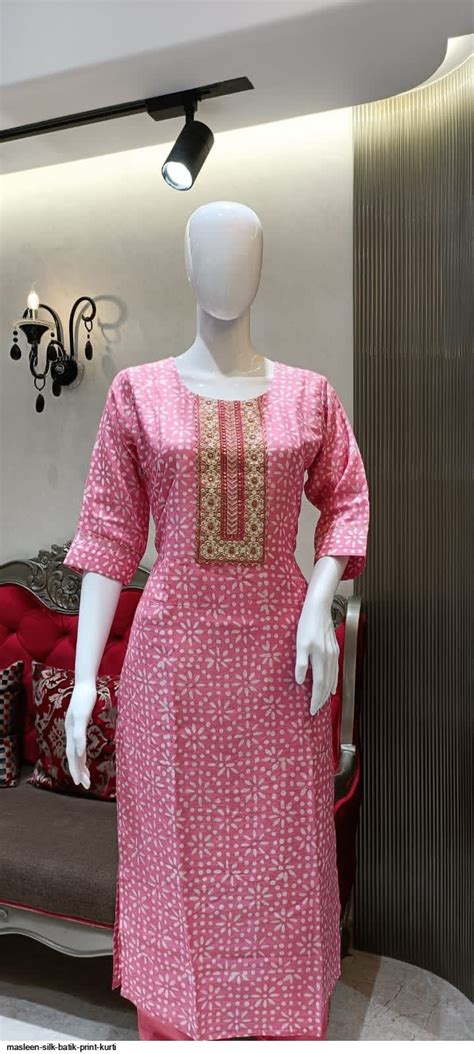 Masleen Silk Batik Print Kurti