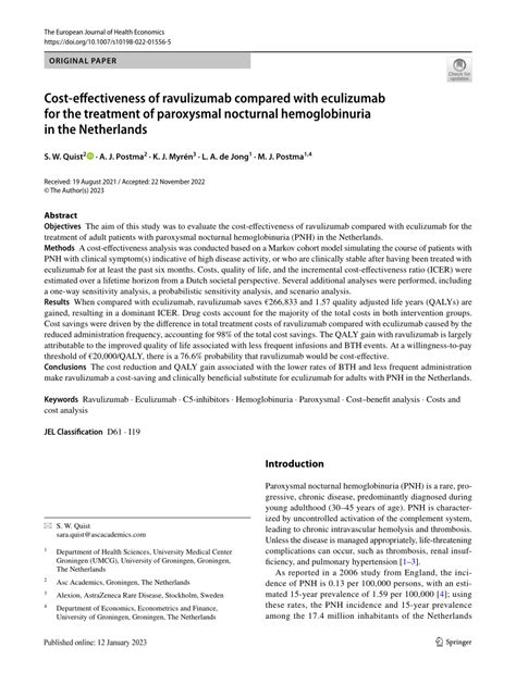 Pdf Cost Effectiveness Of Ravulizumab Compared With Eculizumab For