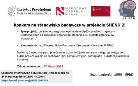 Konkurs Na Stanowisko Badawcze W Projekcie Sheng Instytut