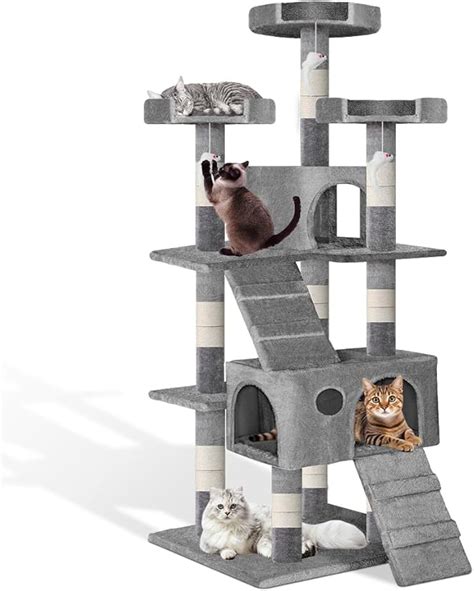 175CM Torre para Gato Árbol Trepador y Rascador para Gatos Torre Móvil