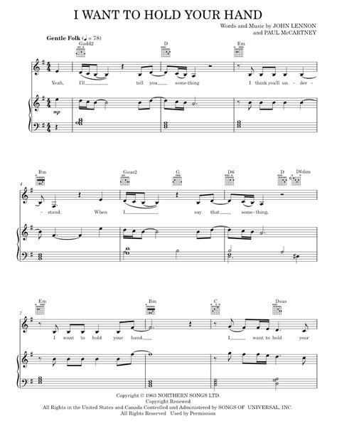 Play Official Version Of I Want To Hold Your Hand Sheet Music By The