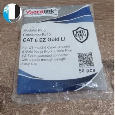 Jual Connector Rj Vascolink Cat Ez Lite Gold Plate Anti Gagal