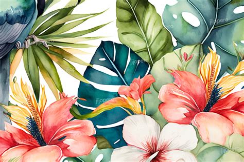 Watercolor Tropical Flowers Graphic By Jijopero · Creative Fabrica