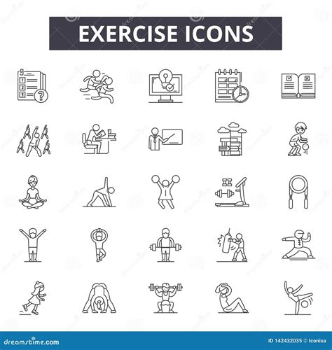 Exercise Line Icons For Web And Mobile Design Editable Stroke Signs Exercise Outline Concept