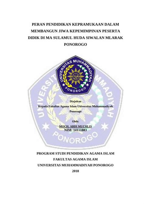 PDF PERAN PENDIDIKAN KEPRAMUKAAN DALAM MEMBANGUN Eprints Umpo Ac Id