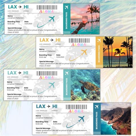 Editable Hawaii Boarding Pass Template Printable Airline Etsy