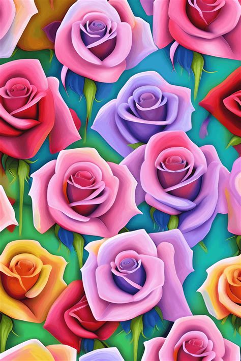 Maria Morris Art Full Imagine Different Realistic Roses Pastel Colors